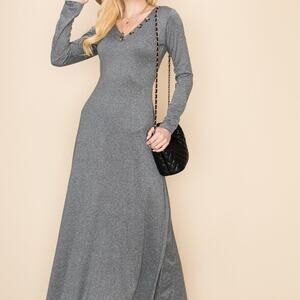 Doublju Decollete Banded Buttons Maxi Dress Size Medium